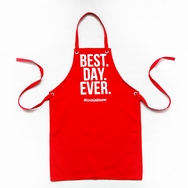 Fartuch, drelich 280g, czerwony, nadruk sitodruk